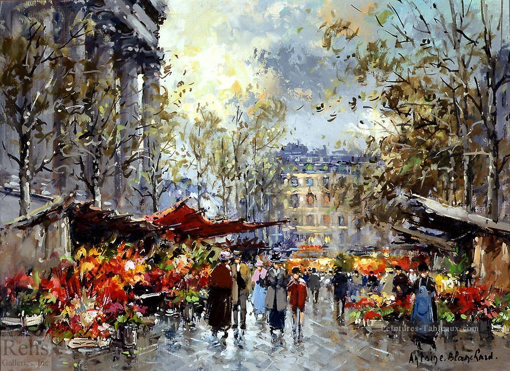 AB marché aux fleurs madeleine Parisien Peintures à l'huile